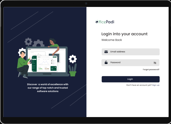 OfficePadi login screen